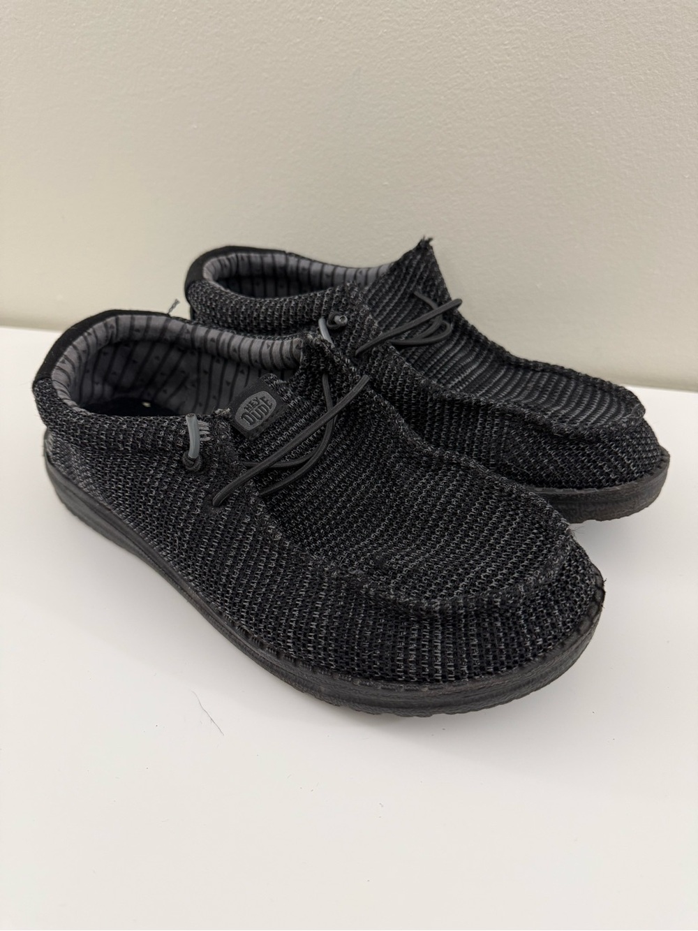 Hey Dude Boys Black/Gray Knit Slip-On Sock Shoe